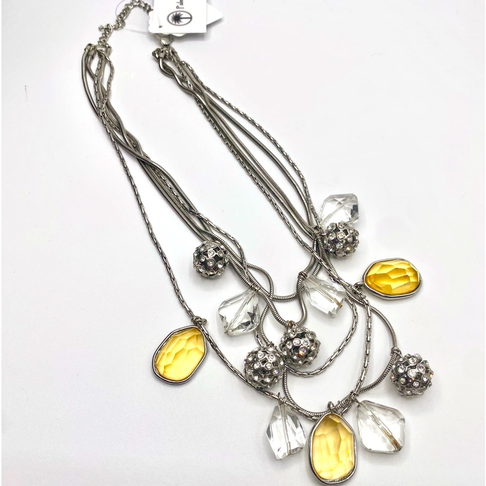 Faux Citrine & Silver Multi Strand Necklace